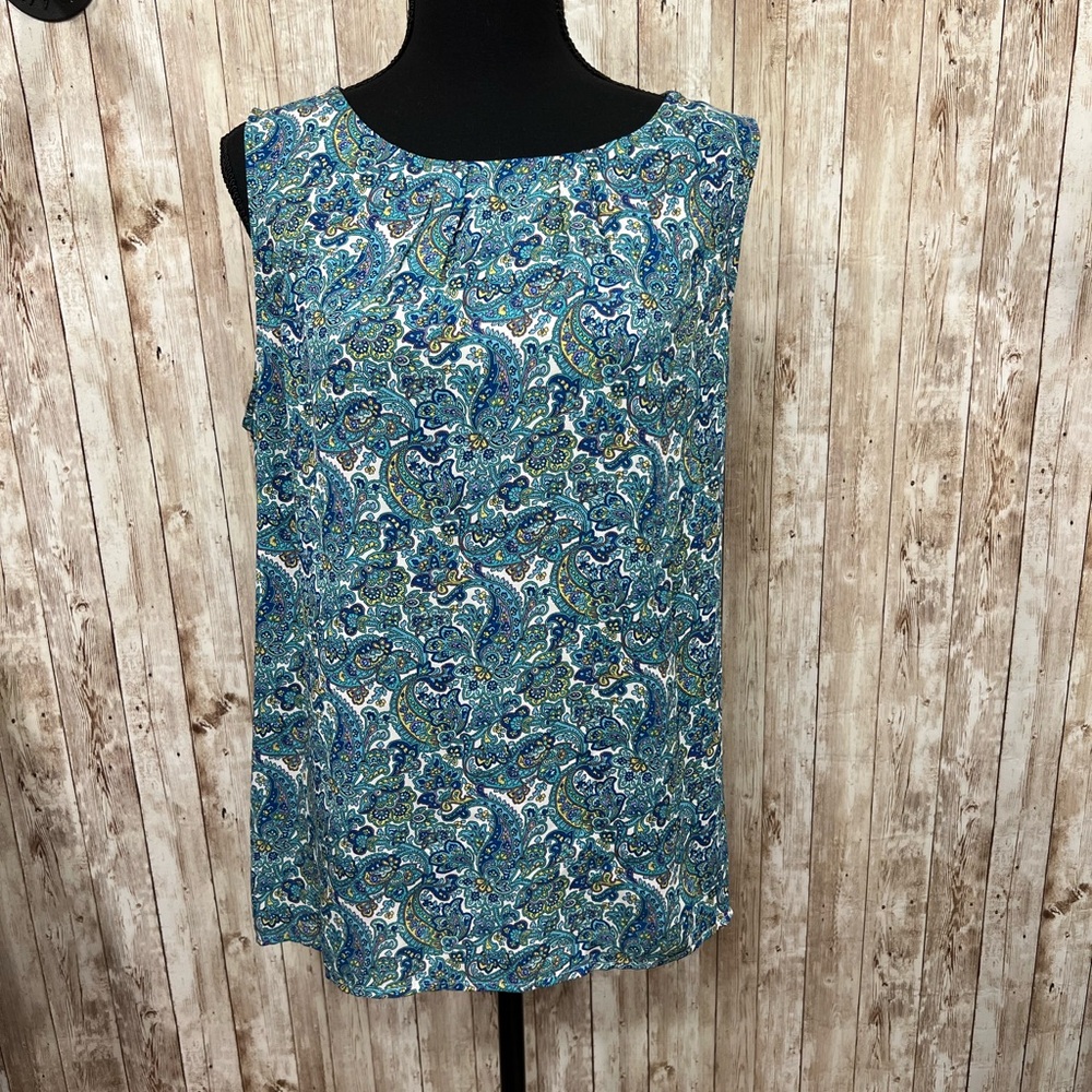 Talbots Blue‎ Floral Blouse with Long Sleeves